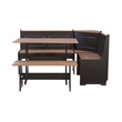 Linon Ardmore Pine Wood Corner Nook Dining Set with Storage in Black and Pecan