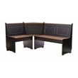 Linon Ardmore Pine Wood Corner Nook Dining Set with Storage in Black and Pecan