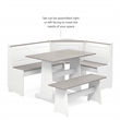Linon Ardmore Pine Wood Corner Nook Dining Set with Storage in White and Gray