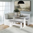 Linon Ardmore Pine Wood Corner Nook Dining Set with Storage in White and Gray