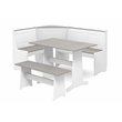 Linon Ardmore Pine Wood Corner Nook Dining Set with Storage in White and Gray