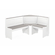 Linon Ardmore Pine Wood Corner Nook Dining Set with Storage in White and Gray
