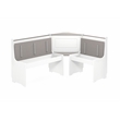 Linon Ardmore Pine Wood Corner Nook Dining Set with Storage in White and Gray