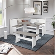 Linon Ardmore Pine Wood Corner Nook Dining Set with Storage in White and Gray