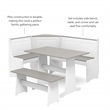 Linon Ardmore Pine Wood Corner Nook Dining Set with Storage in White and Gray