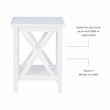Linon Dalton End Table with Shelf and X Design on Sides in Antique White Wood
