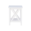 Linon Dalton End Table with Shelf and X Design on Sides in Antique White Wood