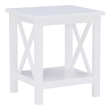 Linon Dalton End Table with Shelf and X Design on Sides in Antique White Wood