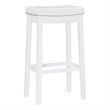 Linon Claridge Backless Bar Stool White Faux Leather Seat Wood Frame in White