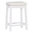 Linon Claridge Backless Counter Stool White Faux Leather Wood Frame in White