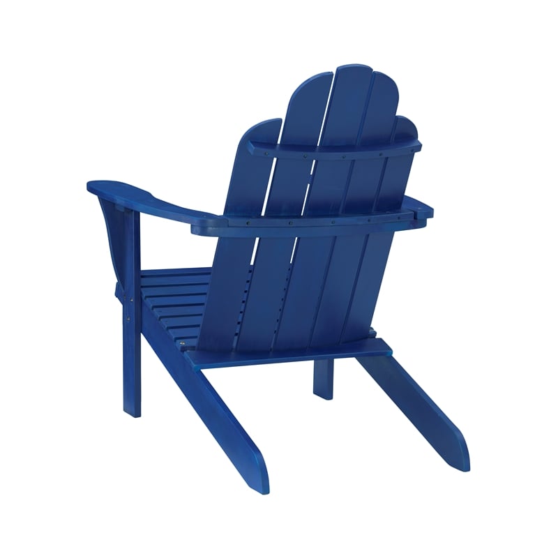 Linon Adirondack Sturdy Solid Acacia Wood Outdoor Chair in Blue Stain