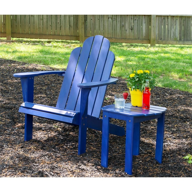 Linon Adirondack Wood Outdoor Chair in Blue