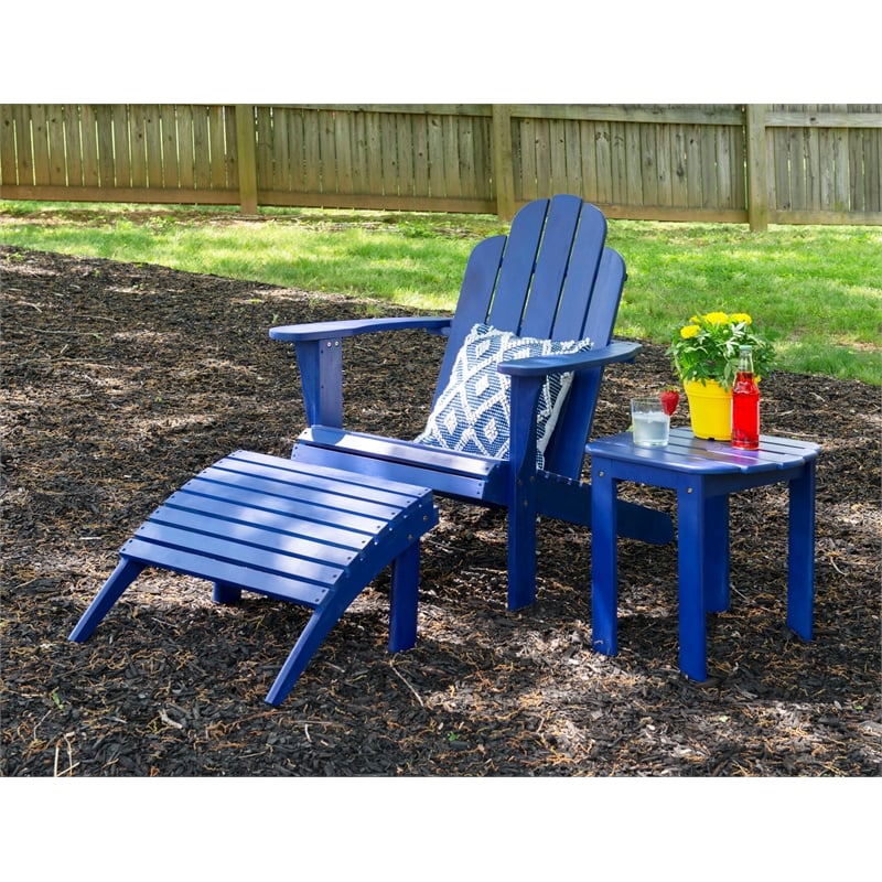 Linon Adirondack Wood Outdoor Chair in Blue
