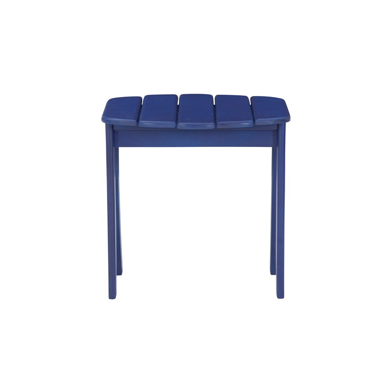 Linon Adirondack Sturdy Solid Acacia Wood Outdoor End Table in Blue Stain