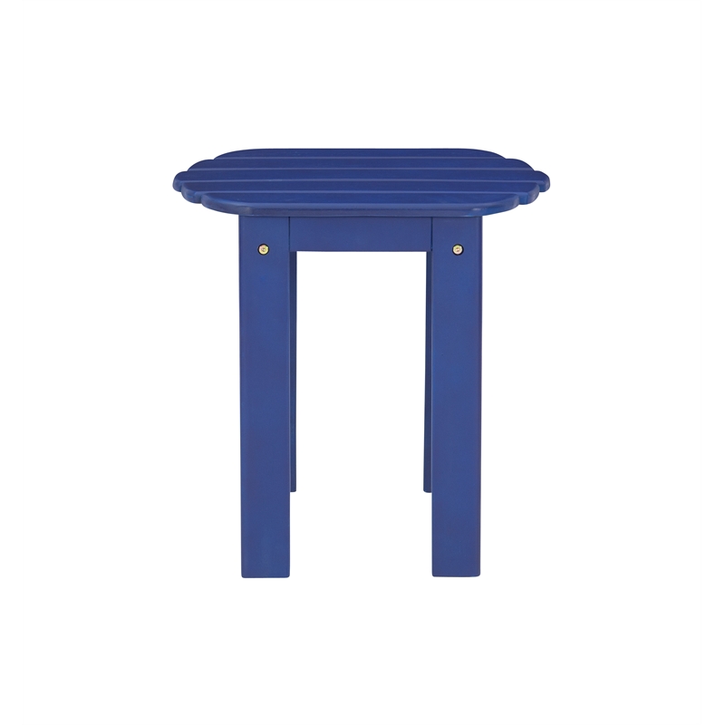 Linon Adirondack Sturdy Solid Acacia Wood Outdoor End Table in Blue Stain