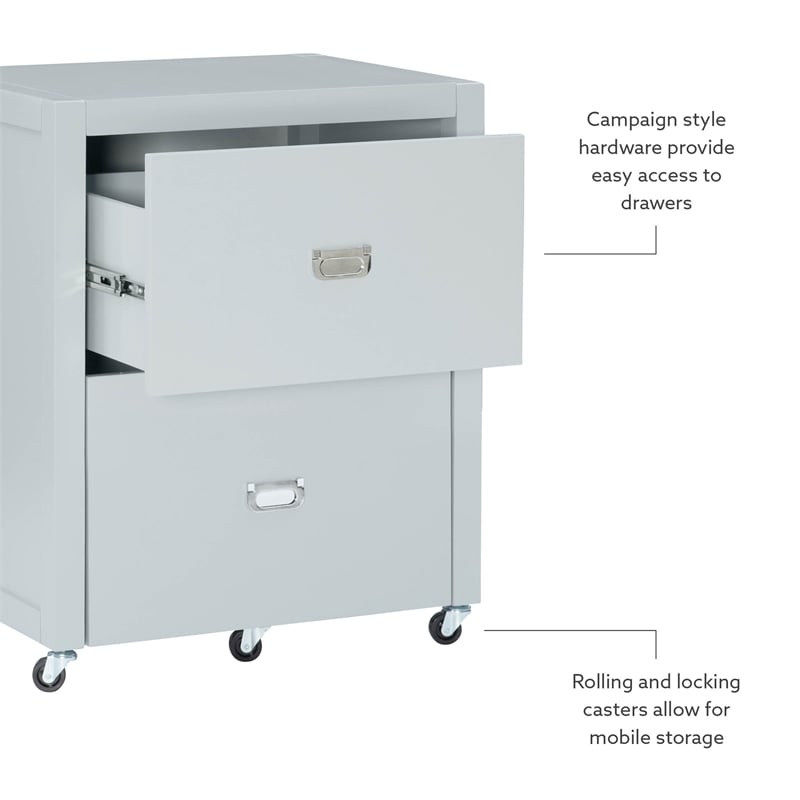 Linon Peggy Rolling Wood File Cabinet in Gray | BushFurnitureCollection.com