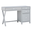 Linon Peggy Side Storage Wood Desk with 4 Drawers Silver Hardware in Gray