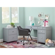 Linon Peggy Side Storage Wood Desk with 4 Drawers Silver Hardware in Gray