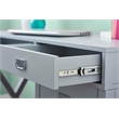 Linon Peggy Side Storage Wood Desk with 4 Drawers Silver Hardware in Gray