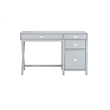 Linon Peggy Side Storage Wood Desk with 4 Drawers Silver Hardware in Gray