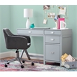 Linon Peggy Side Storage Wood Desk with 4 Drawers Silver Hardware in Gray