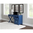 Linon Peggy Side Storage Wood Desk with 4 Drawers Silver Hardware in Navy Blue