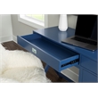 Linon Peggy Side Storage Wood Desk with 4 Drawers Silver Hardware in Navy Blue