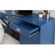 Linon Peggy Side Storage Wood Desk with 4 Drawers Silver Hardware in Navy Blue