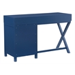 Linon Peggy Side Storage Wood Desk with 4 Drawers Silver Hardware in Navy Blue