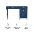 Linon Peggy Side Storage Wood Desk with 4 Drawers Silver Hardware in Navy Blue