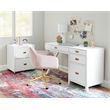 Linon Peggy Side Storage Wood Desk with 4 Drawers Rose Gold Hardware in White