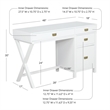 Linon Peggy Side Storage Wood Desk with 4 Drawers Rose Gold Hardware in White