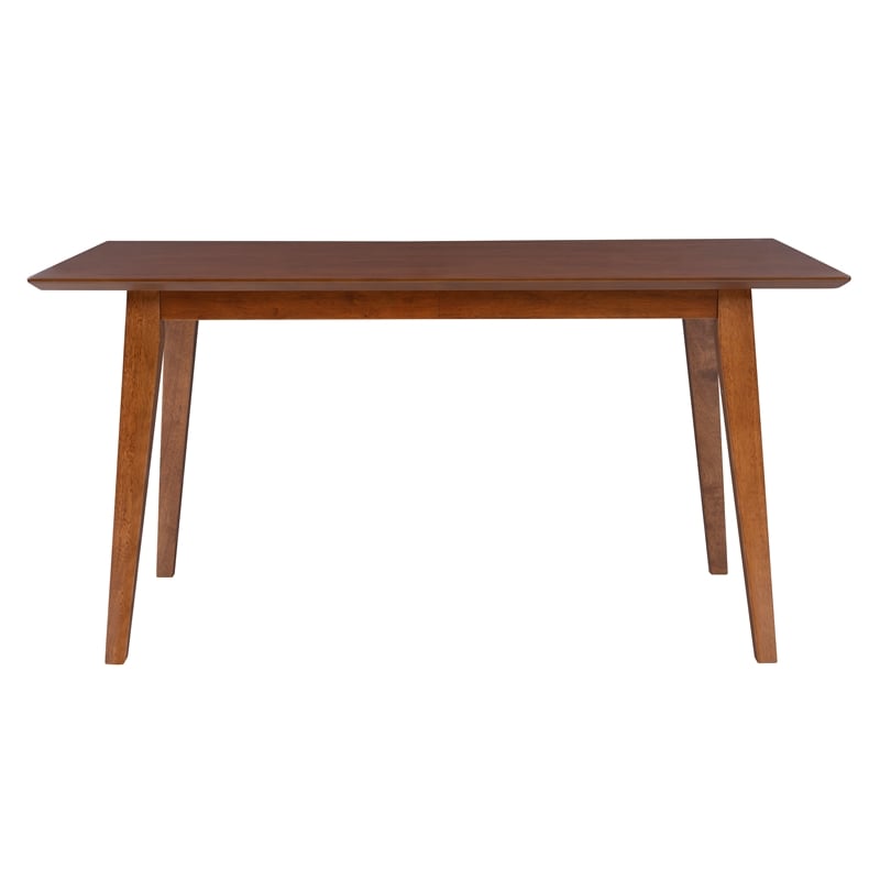 Linon Patty Mid-Century Dining Table with Tapered Legs in Brown Stained Wood