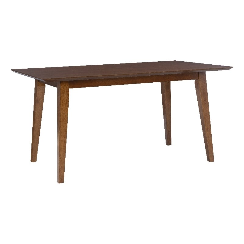 Linon Patty Mid-Century Dining Table with Tapered Legs in Brown Stained Wood