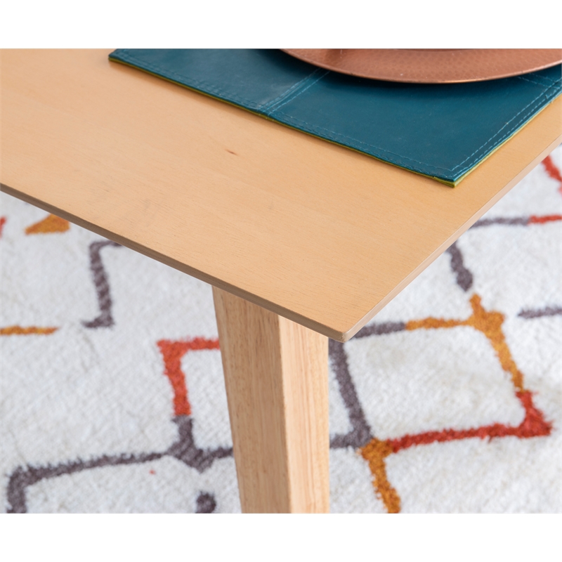 Linon Patty Mid Century Dining Table with Tapered Legs in Natural Brown Wood