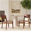 Linon Patty Set of 2 Dining Chairs Woven Seat Tapered Leg in Brown Finished Wood
