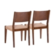 Linon Patty Set of 2 Dining Chairs Woven Seat Tapered Leg in Brown Finished Wood