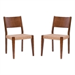 Linon Patty Set of 2 Dining Chairs Woven Seat Tapered Leg in Brown Finished Wood