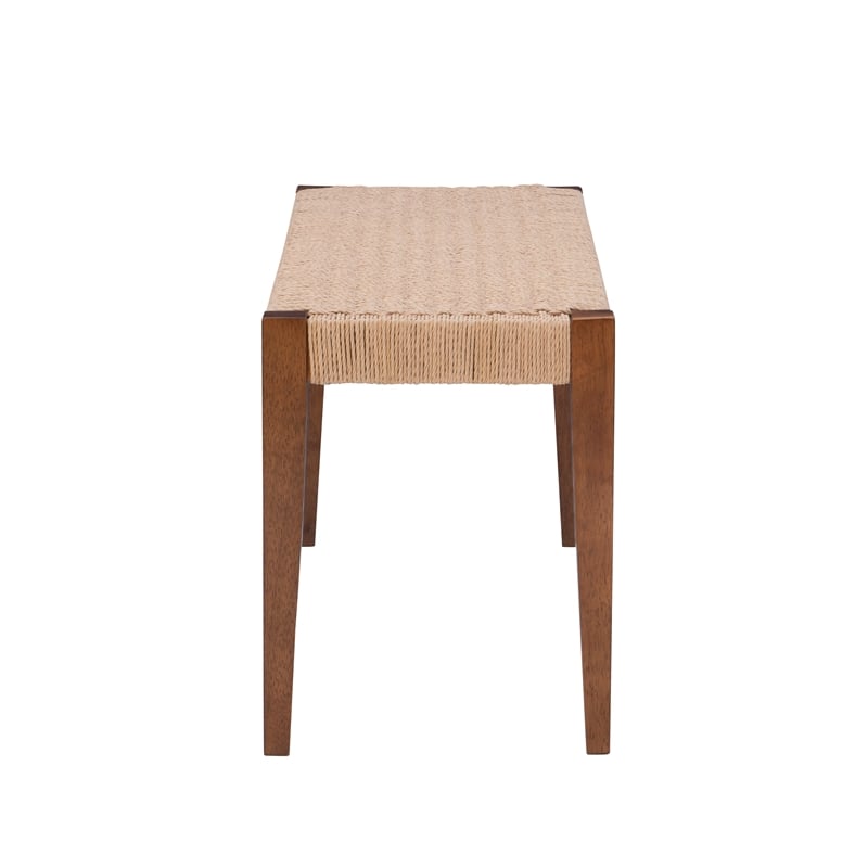 Linon Patty Rubberwood 2 Tone Bench Handwoven Rope Seat 18