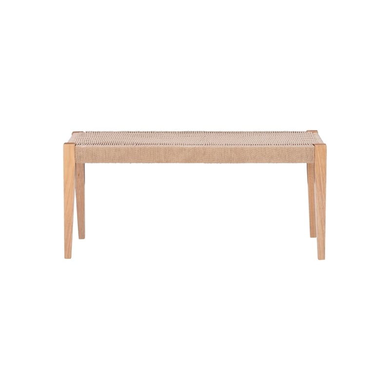 Linon Patty Rubberwood Bench Handwoven Rope Seat 18