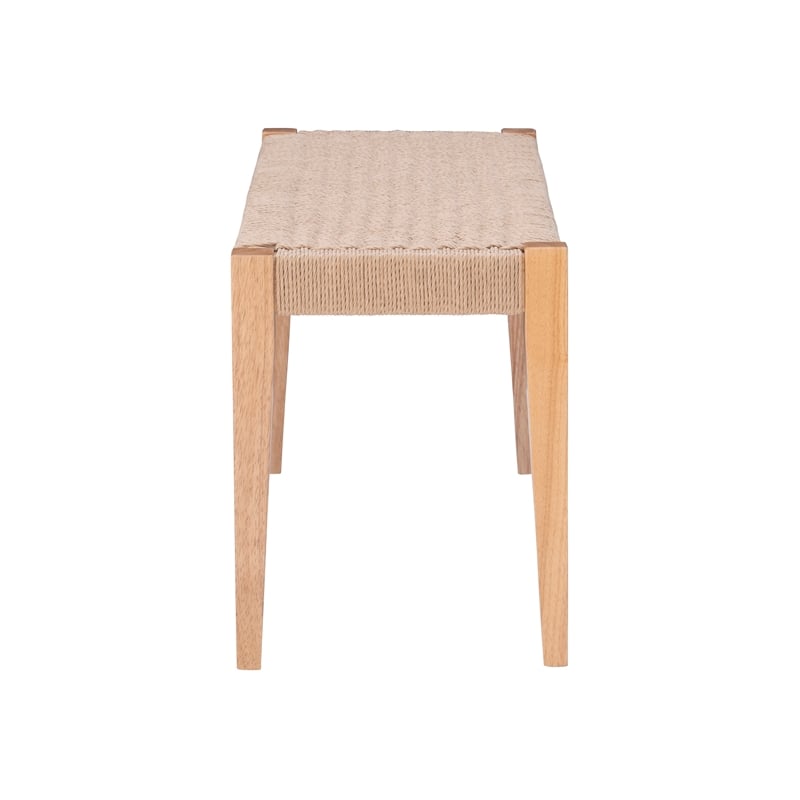 Linon Patty Rubberwood Bench Handwoven Rope Seat 18