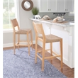 Linon Patty Rubberwood Barstools Handwoven Rope Seat Set of 2 in Natural Brown