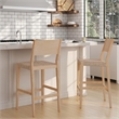 Linon Patty Rubberwood Barstools Handwoven Rope Seat Set of 2 in Natural Brown