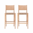 Linon Patty Rubberwood Barstools Handwoven Rope Seat Set of 2 in Natural Brown