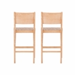 Linon Patty Rubberwood Barstools Handwoven Rope Seat Set of 2 in Natural Brown
