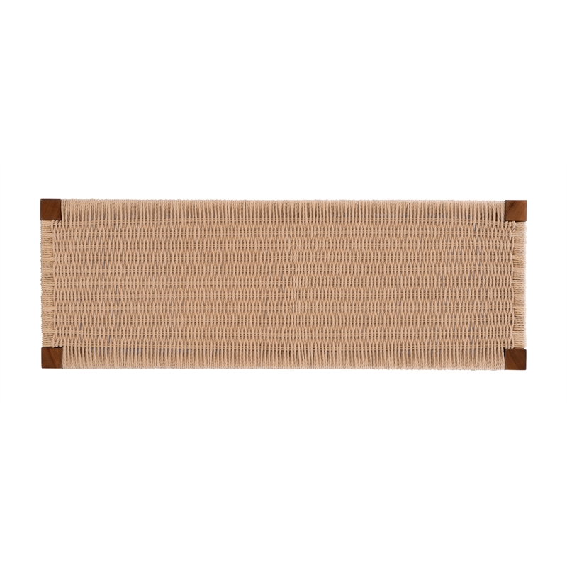 Linon Patty 6 Pce Wood Dining Set 4 Chairs and Bench with Woven Seats in Brown