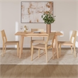 Linon Patty Five Piece Dining Set with Woven Seats in Natural Stained Wood