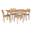 Linon Patty Five Piece Dining Set with Woven Seats in Natural Stained Wood