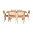 Linon Patty 7 Piece Dining Set with Woven Seats in Natural Brown Stained Wood