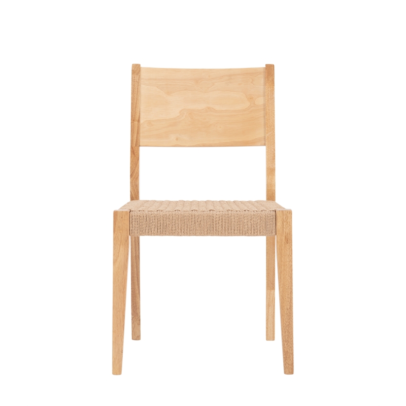 Linon Patty 7 Piece Dining Set with Woven Seats in Natural Brown Stained Wood